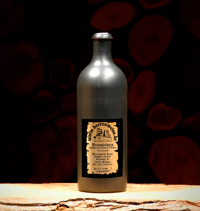 Bratapfelwein 0,75 Liter Tonflasche schwarz