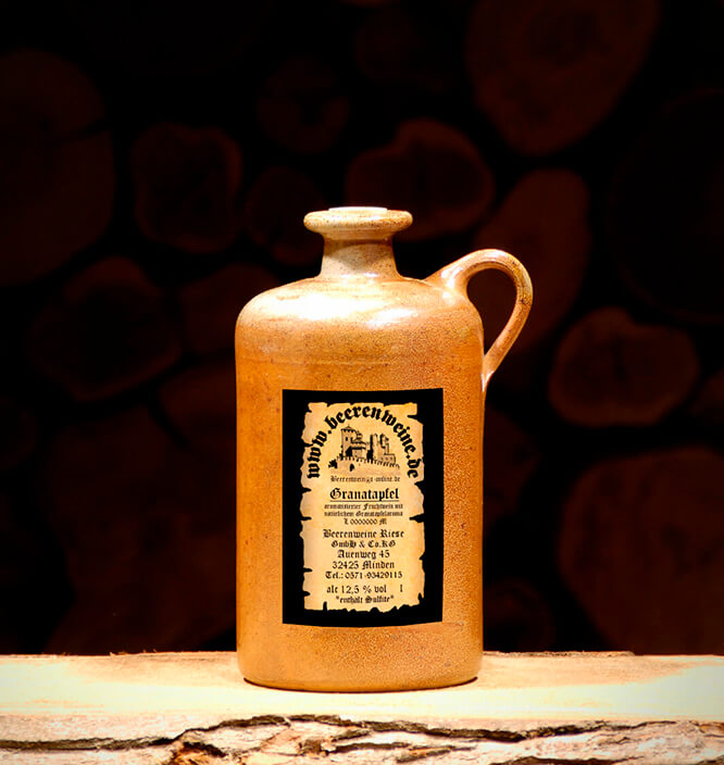 Granatapfelwein 0,75 Liter Tonflasche mit Henkel