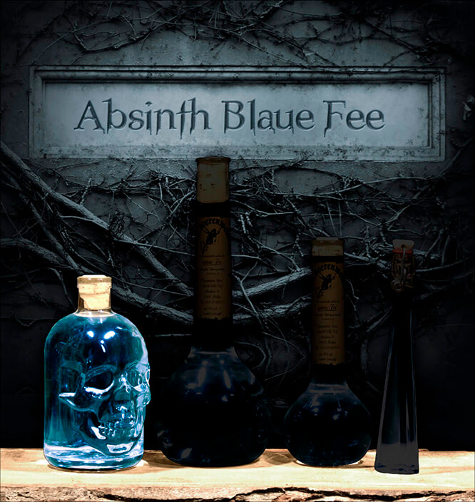 Absinth "Blaue Fee" 0,5 Liter Totenkopfflasche