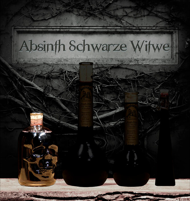 Absinth "Schwarze Witwe" 0,5 Liter Totenkopfflasche