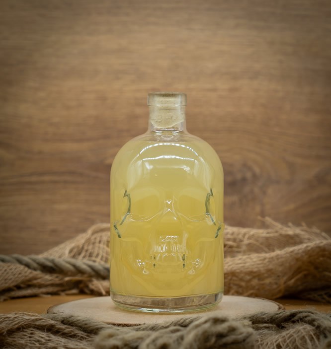 Ingwer-Zitronen Likör 0,5 Liter Totenkopfflasche